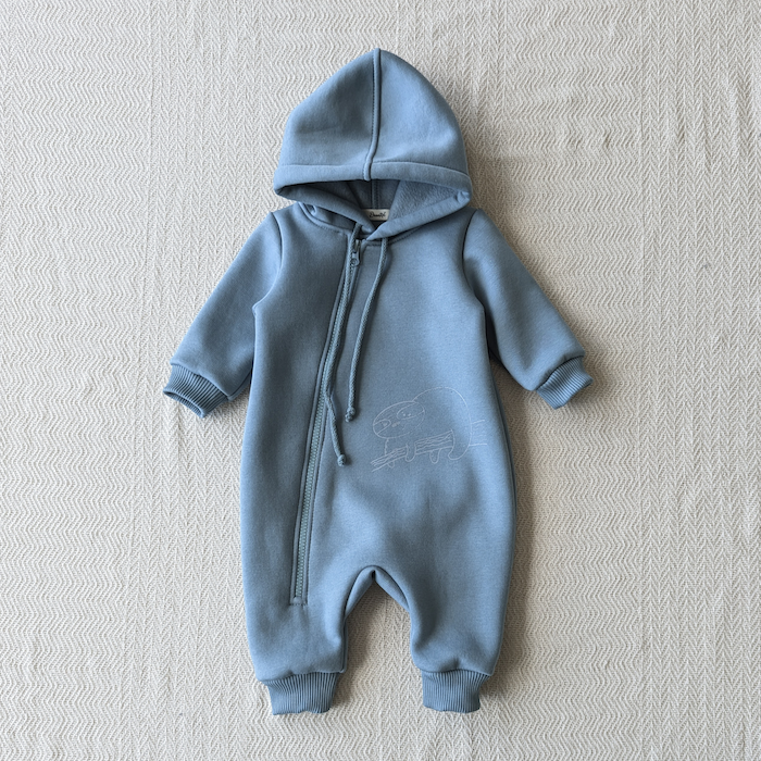 Fleece Overall mit Kapuze, kuschelige Innenseite